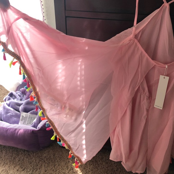 Pink Tassel Romper/Beach Coverup - Picture 4 of 5